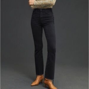 MOTHER The Hustler Ankle Fray Jeans Black Encounters At Night Size 26 Highrise
